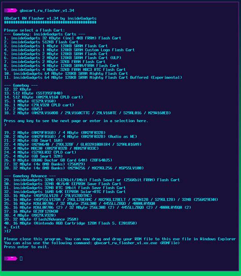 gbxcart rom programming